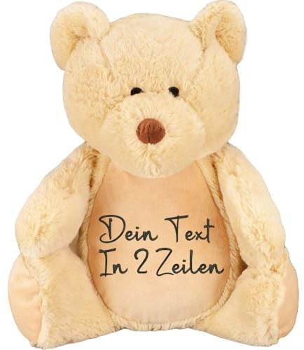 PERSOGO Stofftier mit Namen - personalisiertes Plüschtier mit deinem Text - Stofftier mit Füllung - Plüschtiere für Kinder zum Personalisieren - Custom Teddy mit individueller Stickerei (Teddy Brown)