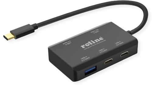 ROLINE USB 3.2 Gen 2 Hub, 4fach (2X USB-A + 2X USB-C), PD, Typ C Anschlusskabel