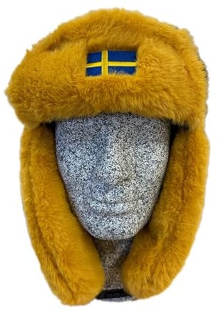 NW NATIONWEAR Pelzmütze Schweden Schwedenmütze Wintermütze Schweden Rollermütze warme Mütze 100% Polyester, gelb