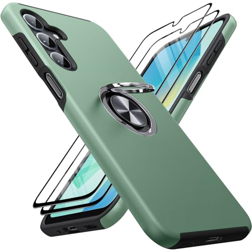 AOUIA für Samsung Galaxy A16 Hülle mit 2 Stück Schutzfolie, 360 ° Drehbare Ständer, Sturzschutz, Stoßfestes Hülle für Samsung Galaxy A16 5G/4G, Grün