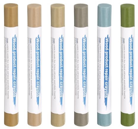 sourcing map Wood Filler Sticks 6 Colors Wooden Wax Touch Up Furniture Repair Crayons for Light Log, Light Cherry, Light Yellow Clay, Light Blue, Khaki, Lemon Green