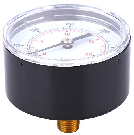 Druckanzeige, Glas, 50 Mm Zifferblatt, 1/8 BSPT, Rückanschluss für Luft, Wasser, Öl, Gas, Rückanschluss, Axiales Manometer, Zifferblattdruck, Interner Fülldruckmesser (0–300 psi