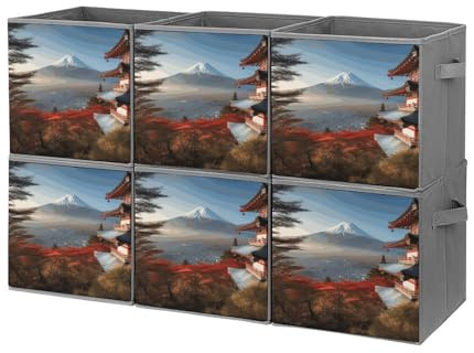 QSKDLAC Aufbewahrungskörbe, würfelförmig, faltbar, Stoff, japanische Halterung, Querformat, Schrank-Organizer für Schrank, Hauswirtschaftsraum