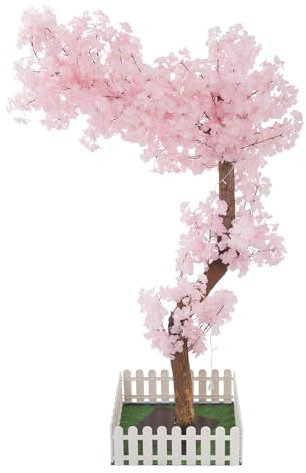 HPDTZ Árbol de cerezo artificial Sakura con flores rosas, luces LED para balcón, jardín, boda, decoración, 10 m, 100 bombillas LED, hechas a mano, modernas
