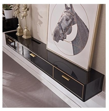 YQINQIN83B TV Stand Wall-mounted TV Cabinet with a Wall-mounted Set-top Box Shelf for Hanging in Bedrooms and Living Rooms TV Cabinet(Black,Medium)