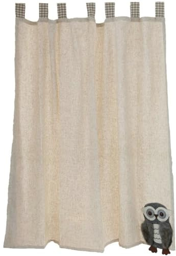 Stfery Bistrogardine Einfarbig mit Eule Beige Vorhang Blickdicht, 135x132cm x 1pcs, Schlaufenschal für Zimmer Wohnzimmer