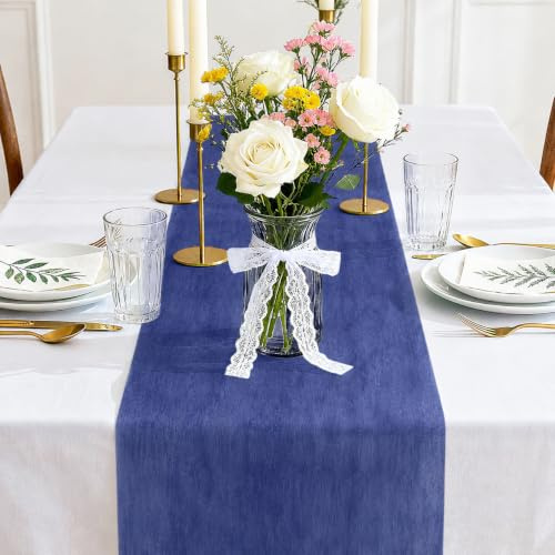 Siumir Vlies Tischläufer 30cmx25m Dunkelblau Tischband Hochzeit Taufe | Einfach zuschneidbar, Geruchsneutral, 25m Rolle für mehrere Tische, Ideal für Hochzeit, Taufe, Kommunion, Geburtstag