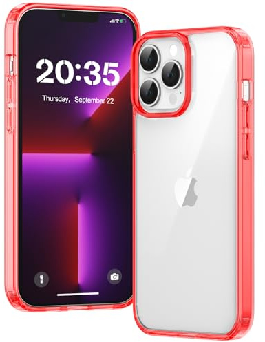 Voyahülle Clear Case for iPhone 13 Pro, Ultra Thin, Shockproof TPU Cover, Anti-Yellowing, Crystal Clear, Phone Case for Apple iPhone 13 Pro - Red