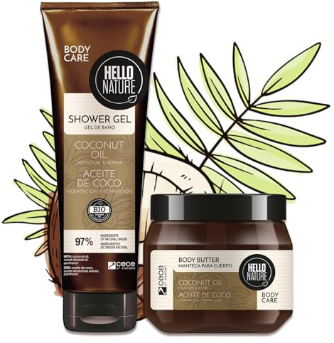 P-Beauty Naturkosmetik Körperpflege Set - Duschgel Cremedusche & reichhaltige Body Butter für trockene Haut - Bio-Kokosöl, vegan, Panthenol & Mandelöl mit intensiver Pflege und Kokosduft (Set 1)