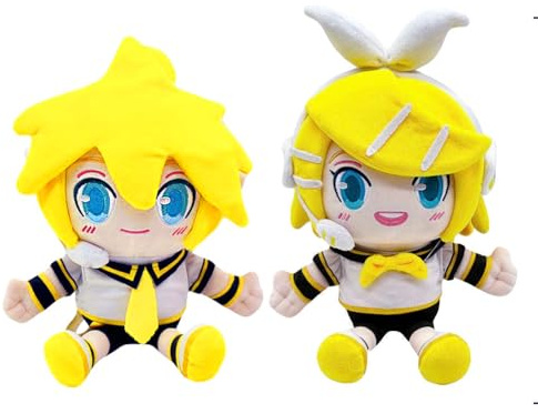 Xinchangda Plüschfiguren Kagamine Rin/Kagamine Len Anime Plüschfigur Sitzende Kagamine Rin Kuschelige Anime-Kissen für Sofa Sofa-Dekoration Bettwäsche Geschenk