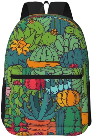 Hnnkloy Piante grasse Cactus Piante verdi Cactus,Zaino da 17 pollici con tasche, zaino casual, resistente all'acqua, borsa da scuola
