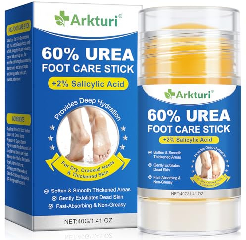 Barra Reparadora para Pies con crema con Urea 60%, Tratamiento para Talones Agrietados y Piel Seca, Removedor de Durezas,Crema Hidratante Intensiva, Callos y Grietas, Crema Pies Secos y Agrietados 40g
