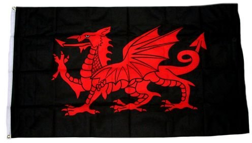 Flagge/Fahne Wales Drache schwarz 90 x 150 cm