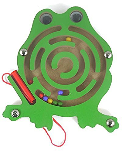 FunnyGoo Mini Pen Driving Labyrinth aus Holzperlen für Kinder ab 3 Jahren - Perfect Xmas (Frog)