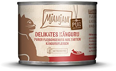 MjAMjAM Katzen Nassfutter: purer Fleischgenuss - zartes Känguru pur - 6er-Pack, hoher Fleischanteil