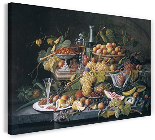 Printed Paintings Leinwand (100x70cm): Severin Roesen - Stillleben: Früchte