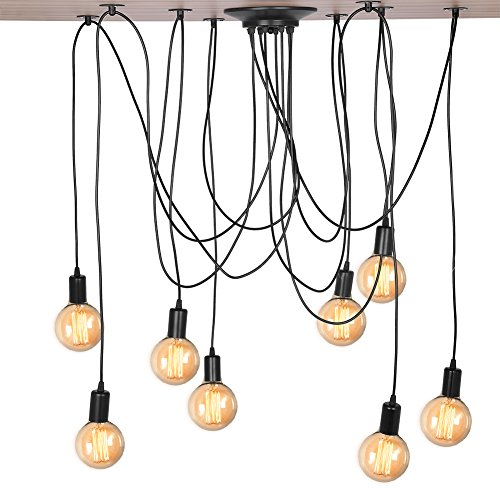 Cocoarm Spinne Kronleuchter DIY Decke Retro Spider Lampe Industry Ceiling Light DYI Vintage Pendelleuchte Hängelampe Deckenbeleuchtung Speisesaal Schlafzimmer Hotel Dekoration (8 Kopf)