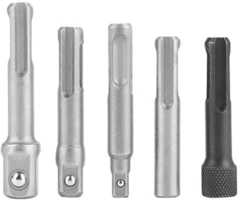 Steckschlüssel Adaptersatz, 3 Stück SDS Plus Stahl Steckschlüssel Adapter + 2 Stück SDS Steckschlüssel für Bohrmaschinen, Steckschlüssel, Schrauber