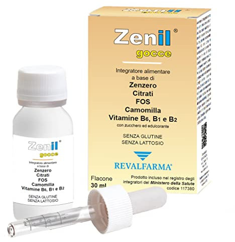 Zenil Gocce Integratore Alimentare a base di Zenzero e Camomilla - Anti Nausea per bambini e adulti - flacone da 30 ml