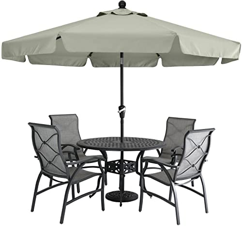 MasterCanopy Sombrilla de patio con cenefa para mesa al aire libre, mercado, 8 varillas (2,7 m, gris claro)