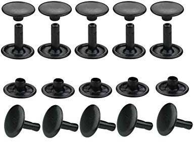 IstaTools Hohlnieten, Doppelkopf, rostfrei, Messing, in 6mm, 7mm, 9mm, 10mm oder 13mm (50, 10x10mm schwarz)