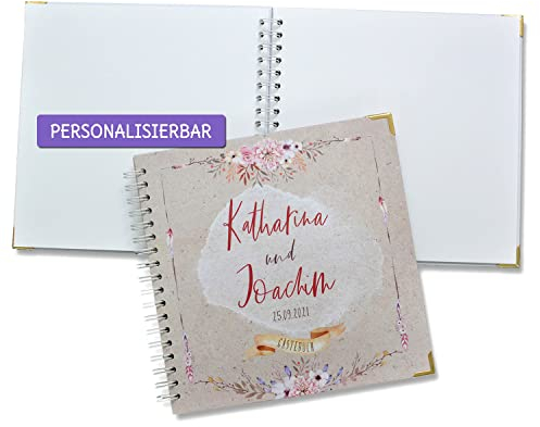 FEENSTAUB Gästebuch Hochzeit, Hochzeitsgästebuch personalisiert [Handmade] Ringbuch [made in Austria], Hochzeit Gästebuch blanko, Fotoalbum Boho, personalisiertes Hochzeitsbuch, Geschenk Hochzeit