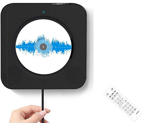 Portable CD Player with Bluetooth, Wall Mountable Built-in Hifi Speakers, Nostalgic Radio Dj Mini Mp3 Cd Player， Remote Control Fm Radio Usb Mp3 3.5mm Headphone Jack Aux Input/output (Color : Black)