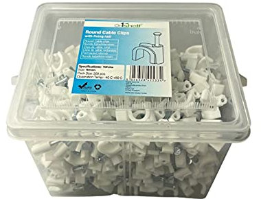 White Round Cable Clips K-Type Trade Box, 9mm- 500 Pieces