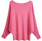FULIER Pull Femme Col Bateau Pull Tricoté Bat Manches Longues Casual Loose Sweater Taille Unique (Rose)
