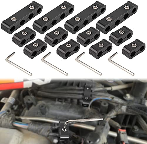 12pc Car Engine Spark Plug Wire Separator Divider Set for 8mm 9mm 10mm Spark Plug Wire Holder Clamp Ignition Wire Loom Divider Aluminum Alloy Wire Separators