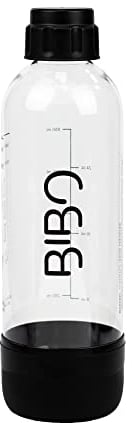 BIBO 1 Litre Bottle, Reusable BPA-Free Sparkling Water Bottle | Replacement Accessories Compatible with BIBO Sparkling Soda Maker for Carbonated Fizzy Drinks, Black