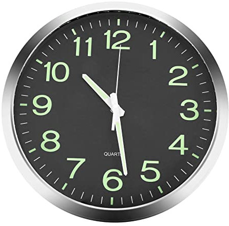 Povxlum 12 Runde GroßE Leuchtende Wand Uhr Leuchten Dem Dunkeln Nicht Tickende Innen Dekor -Silber