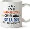 MUGFFINS Tazas para FARMACÉUTICA mujer - En Español - Todos te advirtieron - 11 oz / 330 ml - Regalo original y divertido