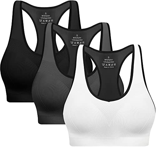 Racerback Sports Bras for Women with Pads - High Impact Athletic Tank Tops for Yoga and Workout Brassieres Bra