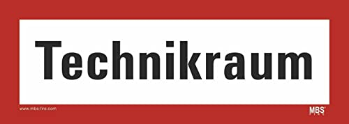 3 Stück – Aufkleber Brandschutzzeichen „Technikraum“ Hinweis Brandschutz Sticker Folie selbstklebend | 21 x 7,4 cm Made in Germany