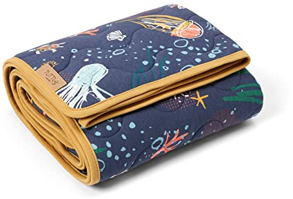Tutti Bambini Cot Bed Coverlet Bamboo Cotton Our Planet 120x100cm | Soft bamboo cotton cot coverlet with TOG rating and thermometer included, designed for comfortable baby sleep.