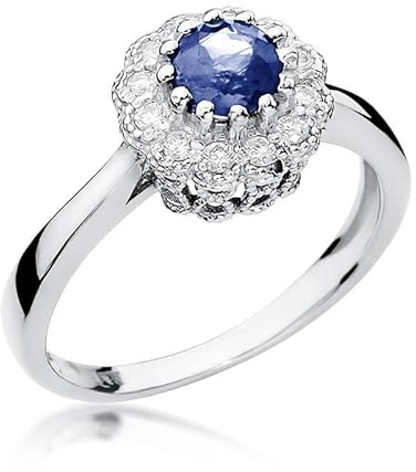 Damen Ring 585 14k Gold Weißgold echt Tansanit Edelstein Diamanten Brillanten