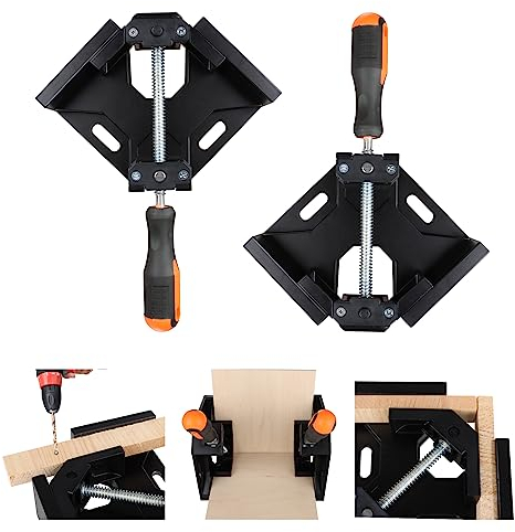 AKOLAFE 2 Pezzi Morsetto Angolare 90°Morsetti ad Angolo Retto Right Angle Clamp in Lega di Alluminio Roubst Morsetti Angolari Morsetti Angolari per Legno per Legno, Metallo, Lavori Manuali (Nero)