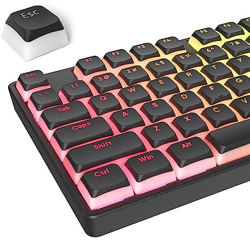Ussixchare PBT Black Pudding Keycaps Set 117 Keys, Double Shot Translucent XDA Profile for ISO & ANSI Layout 61/68/84/87/104 Keys Mechanical Keyboard(Black Pudding)