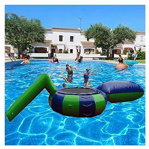 NOWLIN Trampolino gonfiabile ad acqua trampolino piattaforma di salto con scivolo e tubo e sacchetto cuscino di salto, adatto per adulti e bambini