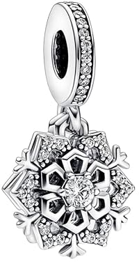 Feitery Christmas Schneeflocken Charms Kompatibilität für Pandora Armband Bead Charm für Damen Weihnachtszeit
