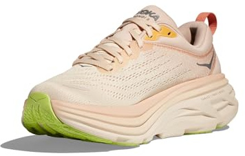Hoka Womens Bondi 8 Textile Cream Vanilla Trainers 4.5 UK