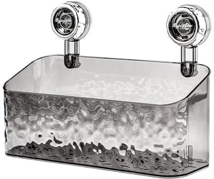 Baketron Salle De Bains Etagere Ventouse,Étagère Avec Motif Glacier,Boîte De Rangement Mural Pour Toilettes,Peut être Renforcé Par Rotation,Rangement Des Serviettes Et Autres Articles Divers(L-gris)