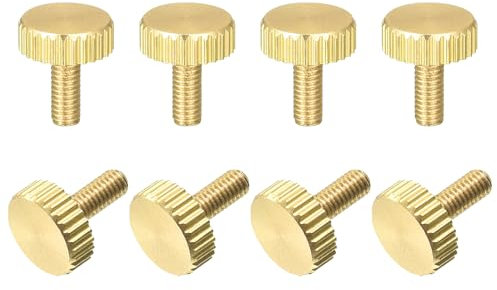 sourcing map Knurled Thumb Screws, M3x8mm Flat Brass Bolts Grip Knobs Fasteners for Home, Electronic, Machine 8Pcs