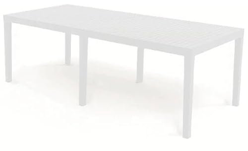 Maury's Tavolo da Giardino in Plastica: Moderno, Resistente ed Adatto anche per gli Interni.Facile da Riporre e Perfetto per gli Spazi Esterni. (Bianco, Indo-220X90Xh72cm)