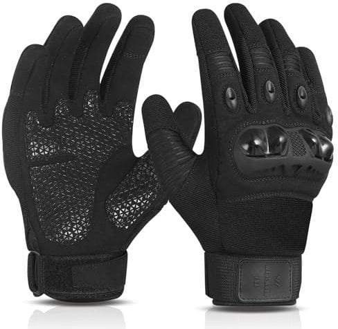 WESTWOOD FOX Motorbike Gloves for Men Women, Full Finger Breathable Touch Screen Motorcycle Gloves for Road biking, ATV MTB Riding, Racing, Cycling, Hiking, Motocross Racing (Black, L)