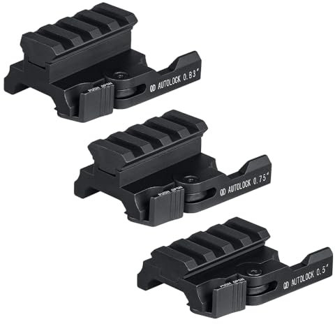 SPINA OPTICS Picatinny Rail 0.5/0.75/0.83 Zoll Riser Mount, QD Quick Release/Detach Adapter, Low Profile Picatinny Rail Red Dot Sights und Optics, 4 Slots (0,75 Zoll)