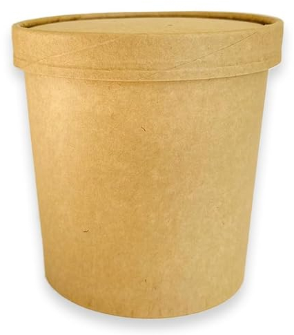 ECOPICNIC Ciotole in Carta Kraft con Coperchio in Carta Kraft 930 ml - Confezione da 50 Pezzi | Contenitori Monouso Biodegradabili per Zuppe, Gelati e Alimenti da Asporto