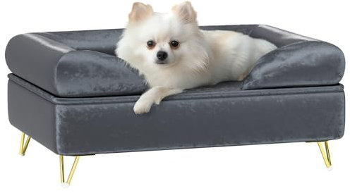 PawHut Dog Sofa Pet Couch w/Removable Backrest Cushion Washable Cover - Grey