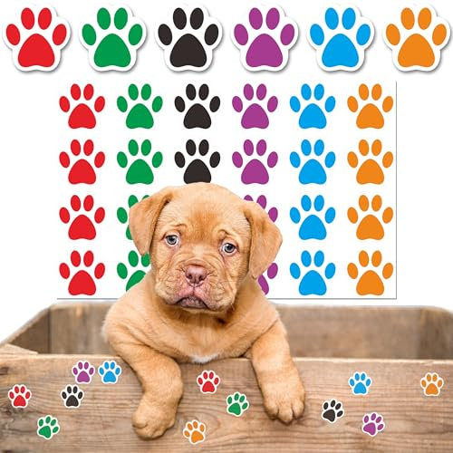 Lawen Creative 1200 Stück 6 Farben Hund Pfote drucken Aufkleber bunte Welpe Pfote Label Aufkleber Lehrer Belohnung Aufkleber 2,5CM Kinder Party Dekoration Umschlag Siegel